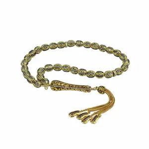 Gold Plated Sterling Silver Clear Zirconia Paved Prayer Tasbih