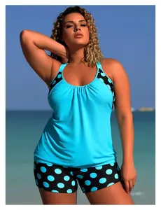 Tankini Swimsuits for Women Tummy Control - Two Piece Bathing Suits Blouson Floral Print Swim Tank Top with Boy Shorts - Modest Swimwear for Beach Vacation