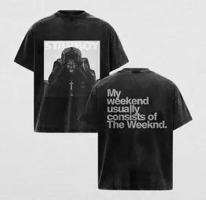 The Weeknd Starboy Graphic Washed Tee - Premium Heavyweight 100% Cotton Oversized Streetwear T-Shirt for XO Fans - Vintage Acid Wash Distressed Aesthetic - Perfect Concert Outfit & Fan Gift