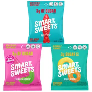 SmartSweets Trio Pack Sweet Fish, Peach Rings & Sour Melon Bites | Low Sugar Gummy Candy Variety – 3g Sugar, Keto Friendly, Gluten Free