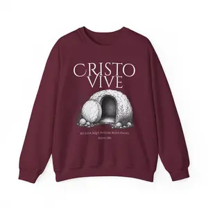Women's Round Neck Cotton Knit Hoodie Sweatshirt Tops - Long Sleeves Ribbed Pullover Clothes, Smooth Fabric, Drape Design, Embroidered Resurrection Graphic, Casual Fit Evening Wear
