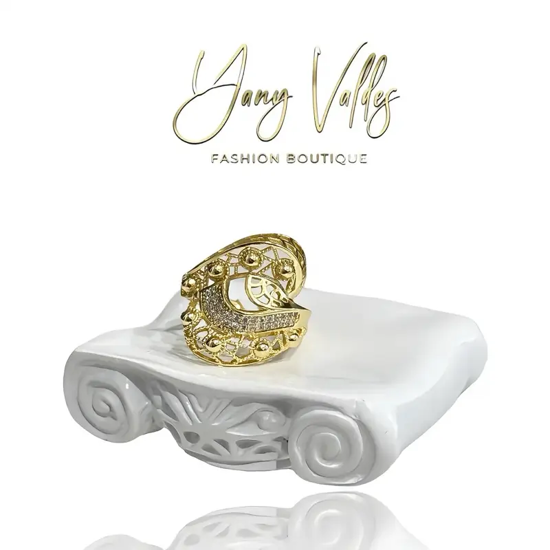 Women’s Gold Plated Ring with Detailed Design