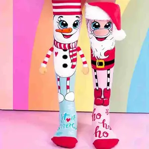 2025 New Christmas Socks Cartoon Santa Claus and Snowman Stockings Cute Christmas Gift Bags for Kids