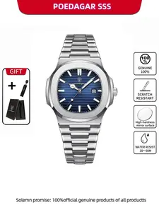 Men's Business Fashion Round Dial Analog Quartz Watch, Fashion Luminous Waterproof Watch for Party, Everyday Accessories, Trendy All-match & Exquisite Watch for Birthday Gift with Box, Luminous Fashionable Watch, Business Fashion Watches