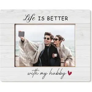 Hubby Christmas Picture Frame 5x7, Anniversary Wedding Gifts from Wife to Husband, Birthday Gift for Husband Picture Photo Frames for Tabletop Desk Decor