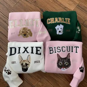 Custom Pet Portrait Embroidered Sweatshirt, Pet Shirt, Pet Embroidered Sweatshirt, Embroidered Dog Hoodie, Pet Gift
