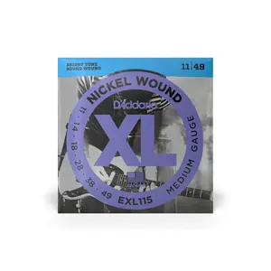 D'Addario XL Nickel Wound Medium Electric Guitar Strings, 11-49 Gauge, All Ages, Bright Tone, Default Option