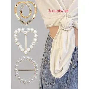 Faux Pearl & Rhinestone Decorated Cufflinks, Fashionable Clothes Accessories for Women & Men, Trendy All-match & Exquisite Cufflinks for Birthday Gift