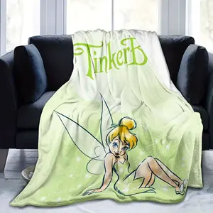 Tinker Bell Themed Plush Blanket - Suitable for all seasons, perfect for bedrooms, living rooms, offices, and travel; ideal birthday/holiday gift. decorative warm breathable