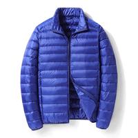 Standing collar blue cotton jacket