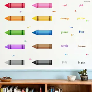 A (30*90cm) colored crayon 2D flat wall sticker for home decoration, self-adhesive, M21423-NC