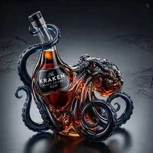 Collectible Octopus Commemorative Glass Whiskey Bottle, Colorful Craft Liquor Bottle, Unique Gift for Whiskey Enthusiasts
