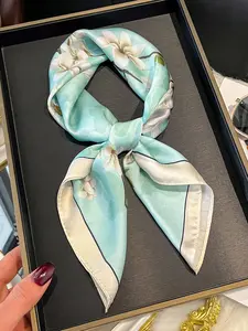 Women's Elegant Floral Print Scarf, Breathable Multifunctional Headband/bandana/sash/purse Accessory, Versatile Hair Accessory for Daily Style