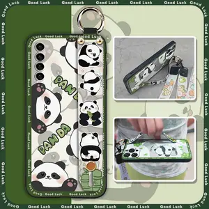 Dirt-resistant Soft case Phone Case For TCL Stylus 5G Wrist Strap panda Waterproof Cute Phone Holder Shockproof Back Cover Silicone Lanyard Kickstand Anti-knock Anti-dust Durable