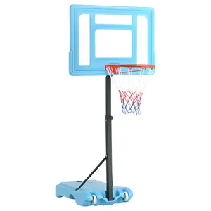 Portable Pool Basketball Hoop – 4-Level Height Adjustable 36.5"-48.5", Clear Backboard, Weatherproof Net, Fillable Base with Wheels (99 lbs Sand / 77 lbs Water)