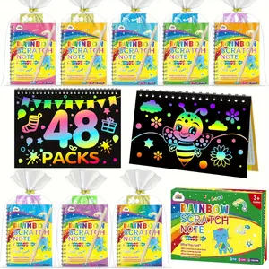 ZMLM Scratch Art Party Favors: 48 Pcs Birthday Gifts Goodie Bags Stuffers Rainbow Scratch Paper Craft Notebooks for Kids 4-8 Classroom Prize Students End School Supplies Toy Girls Boys Return Gift