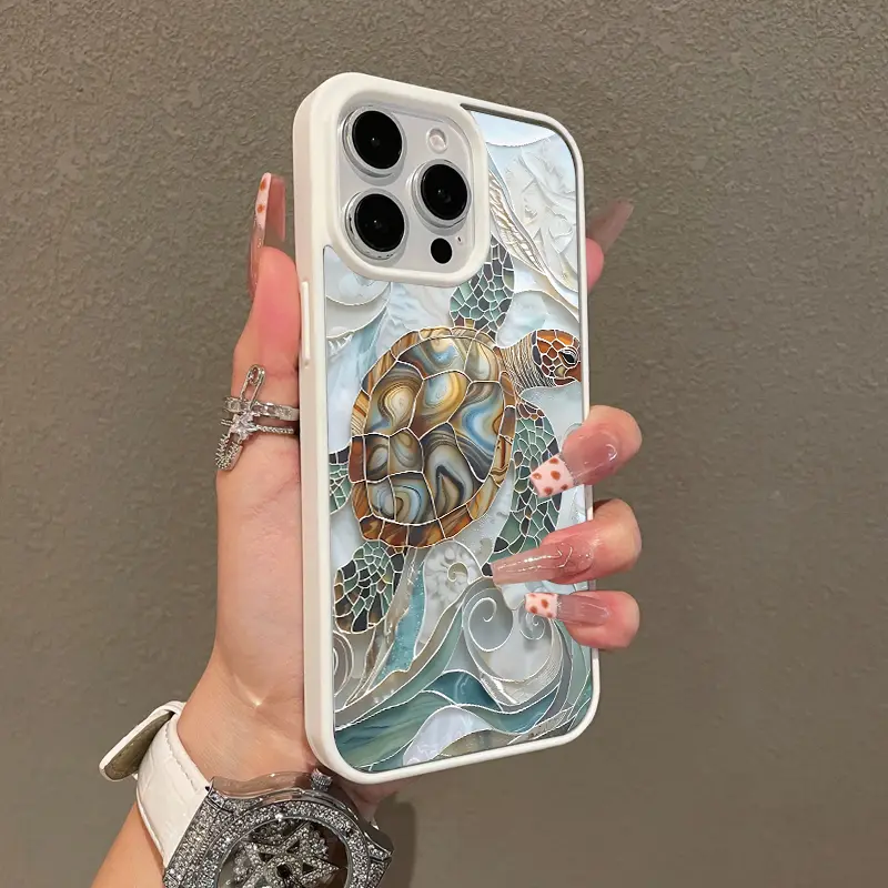 Mosaic Turtle Cute Magnetic Phone Case for iPhone 11/12/13/14/15/16/17/16 Plus/Promax, Magnetic-Compatible, Lightweight, Anti-Fall, Resistance, Girly Chic Style Phone Accessories