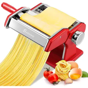 Pasta Maker Machine, 180 Roller Pasta Maker, 9 Adjustable Thickness Settings 2-in-1 Noodles Maker with Rollers and ,  for Spaghetti, Fettuccini, Lasagna or Dumpling  Red