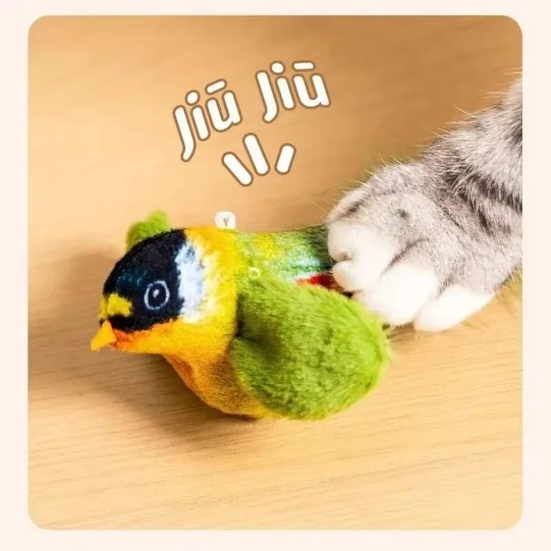 1PCS GREEN Cat simulation cat mint chirping bird sound toy, dog to relax interactive toy, little bird to amuse the cat, pet cat toy（Color: Green）