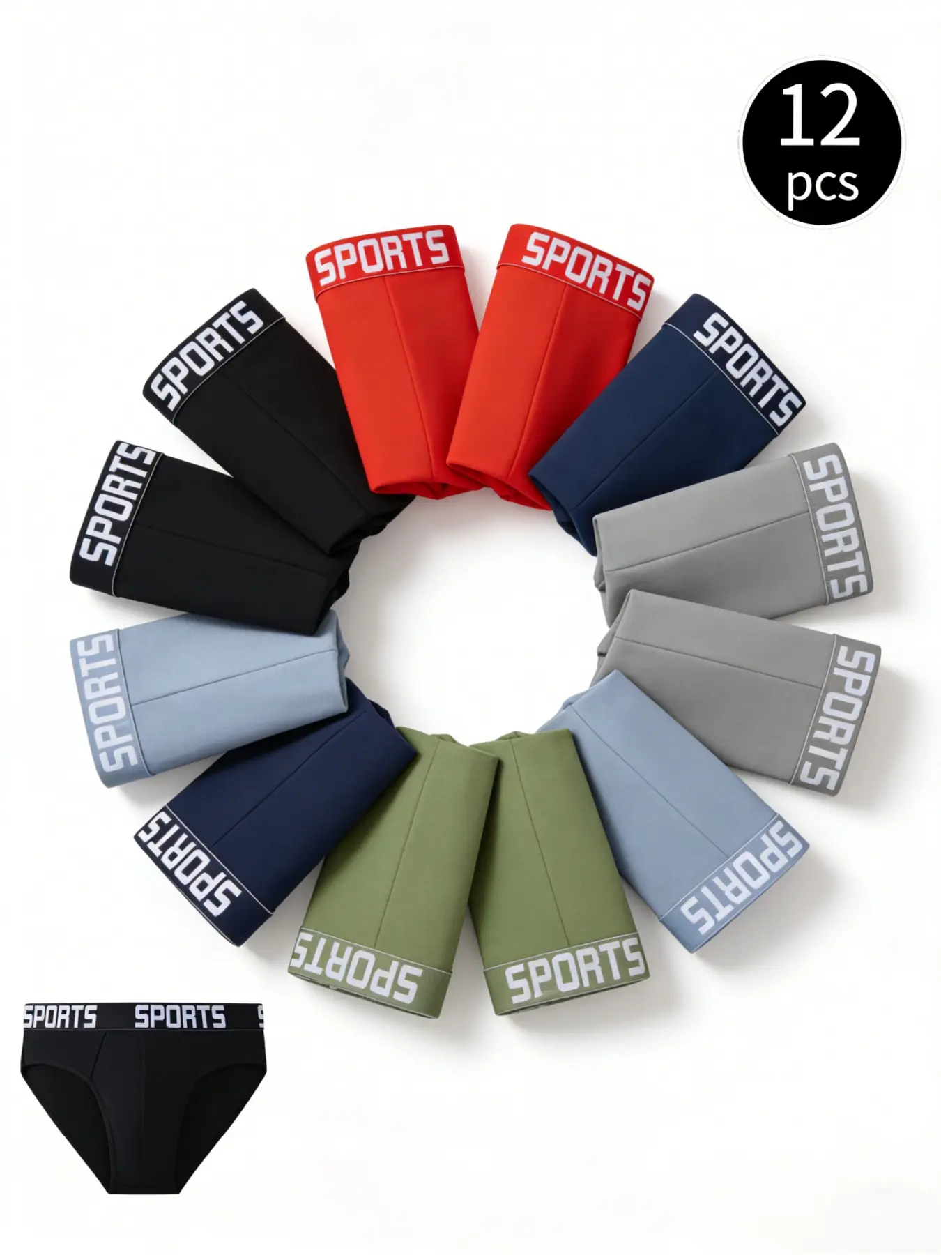 12 Pack Men's Triangle Underwear for Big and Tall Seamless Comfortable Polyester Blend Elastic Waistband Fashion Casual Athletic Beach Home Sportswear