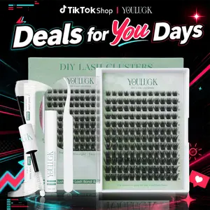 YOULUCK Short Lash Clusters Kit - Soft Fluffy Long-Lasting Lashes with Glue Remover & Tweezer for Beginners Easy At-Home Application Eyelash Set