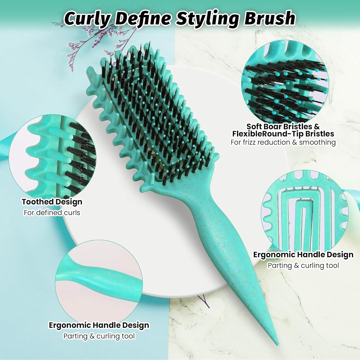 Curly Hair Brush  Vented Curl Defining Brush for Effortlessly Detangling Shaping and Styling Women's Men's Curls on All Wet or Dry Hair Types, Reduces Frizz