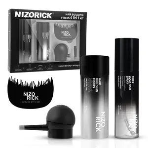 NIZORICK Hair Building Fibers 4-in-1 Kit with Fiber Hold Spray Comb & Spray Nozzle for Thinning Hair Instant Fuller Look Waterproof Root Touch Up for Men & Women