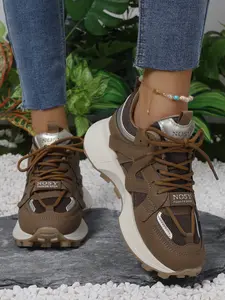 Women's Thick Sole Sneakers Summer Breathable Mesh Casual Shoes, New Dad Style Lightweight Board Shoes for Spring & Fall