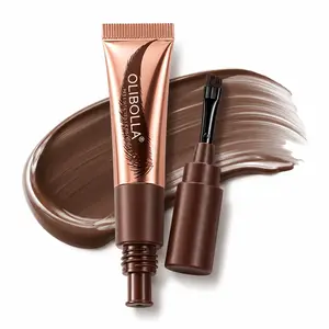 OLIBOLLA Eyebrow Cream Gel with Built-in Brush High Pigment Brow Pomade, Waterproof & Smudge-Proof, Long Lasting Sweat Resistant, Create Natural Wild Brow, Beginner Friendly Daily Eyebrow Makeup Long-Lasting