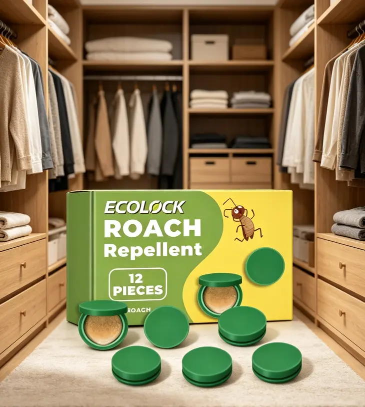 ECOLOCK Enhanced Roach Repellent Discs 12 Pack Upgrade Natural Plant Based Cockroach Repellent Pods Safe For Home Kitchen Cabinet Pet Kids Indoor Roach Deterrent