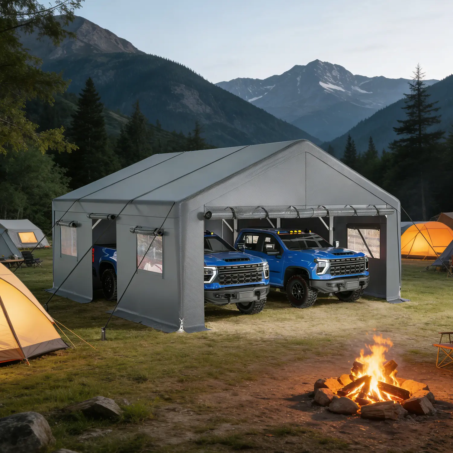 Raybee 2 Cars Carport, 20x20 Metal Carport Heavy Duty, Extra Large Outdoor Car Port with Roll-Up Windows & Doors, Portable Garage Car Shelter #TikTokShopStockUp