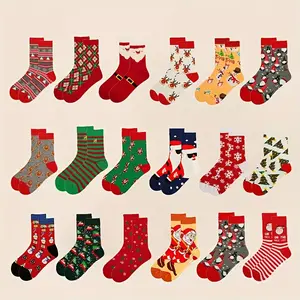 5 Pairs Women'S Christmas Socks - Festive Santa, Reindeer, Snowman, Candy Canes - Warm Mid-Calf Holiday Stockings - Red, Green, Golden Holiday Colors - Machine Washable for Christmas, Parties, Gifts - Bulk Christmas Decorations, Christmas Socks for Stoc