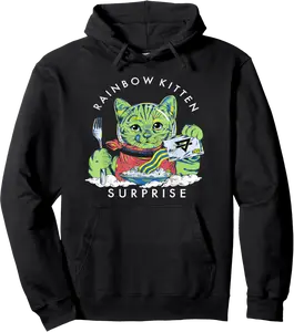 Cats Rainbow Kitten Surprise Cute Eat Retro Animals Vintage Pullover Hoodie - Joelalbe Shop 83B0BRVPLMBF