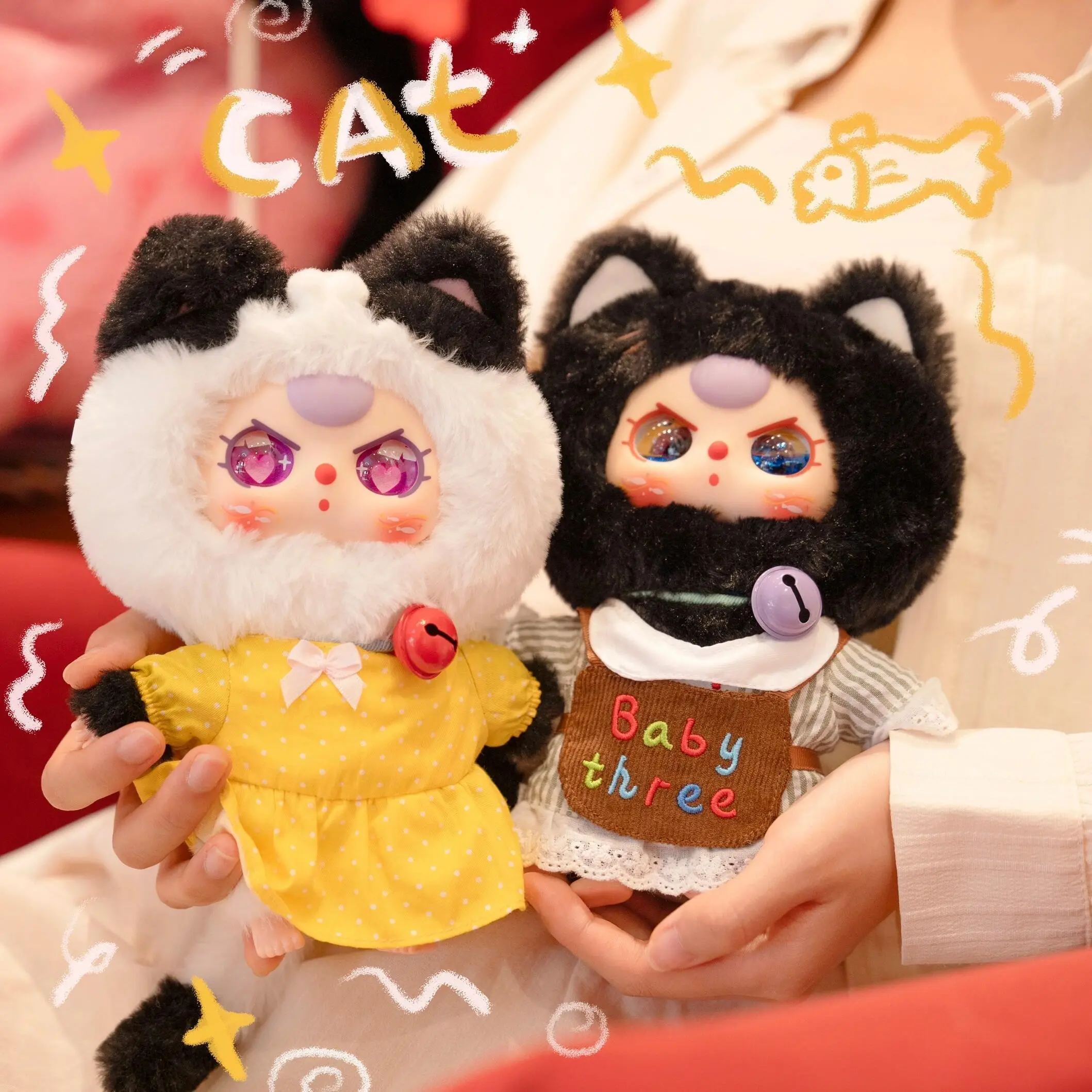 [TTM] Kawaii Stuffed Animals Blind Box, Huggable Soft 3-Cat Wardrobe Plush Series, One Size, Ideal for Birthday Gifts