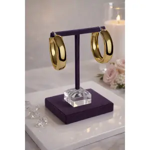 Large 1.6” Gold Plated High Polished Hoop Earring