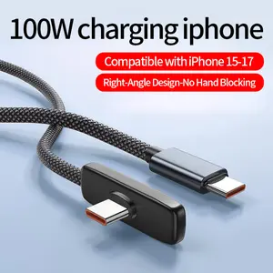 100W fast charging, compatible with iPhone 16 and 16 Pro Max; 90° bend gaming charging cable; compatible with new iPhone 17 Pro Max; braided Type‑C to Type‑C data cable; compatible with iPhone 17, 17 Pro, iPhone 15, 15 Pro, 15 Pro Max, and iPad