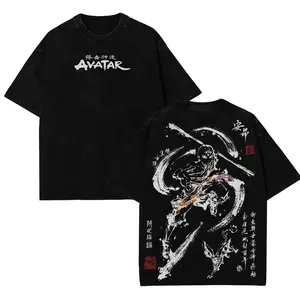 Aang Shirt, Avatar the Last Airbender Shirt, Animated Shirt, Vintage T-Shirt Menswear Top Underwear Tshirt The Last Air Nomad - The Avatar Anime Double Printed Washed Tee Unisex Oversize Anime Manga