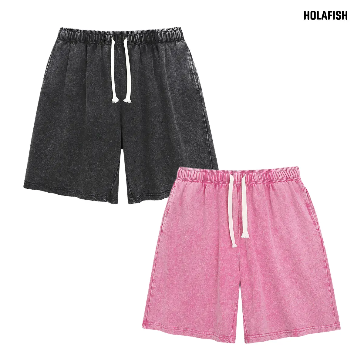 Holafish 1/2Pack Acid Wash Shorts Womens Athletic Vintage Short