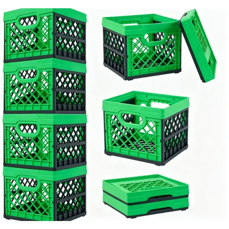 Collapsible Stackable Storage Crate 50 Lbs Load Capacity Multi-Purpose Foldable Organizer Bin for Home Office Garage RV Moving Supplies 13x13x11 Inch Portable Basket