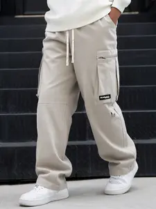 Men's Casual Multi-Pocket Cargo Pants with Drawstring Waist, Zipper Pockets and Side Pockets, Perfect for Everyday Wear, Casual Streetwear Pants
