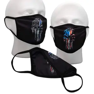Thin Blue Line Mask, Punisher Mask, Reversible, Police Mask, 2 Layer, Polyester, Reusable, Washable