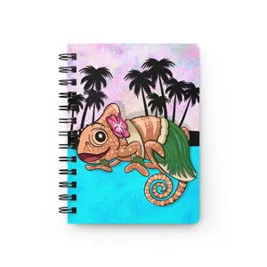 Chamo Pop Art - Tropical Chameleon Spiral Journal - Lilo and Stitch Hawaiian Beach Vibe Notebook for Writing, Travel Diary, Gift for Kids, Summer Memories, Creative Planning