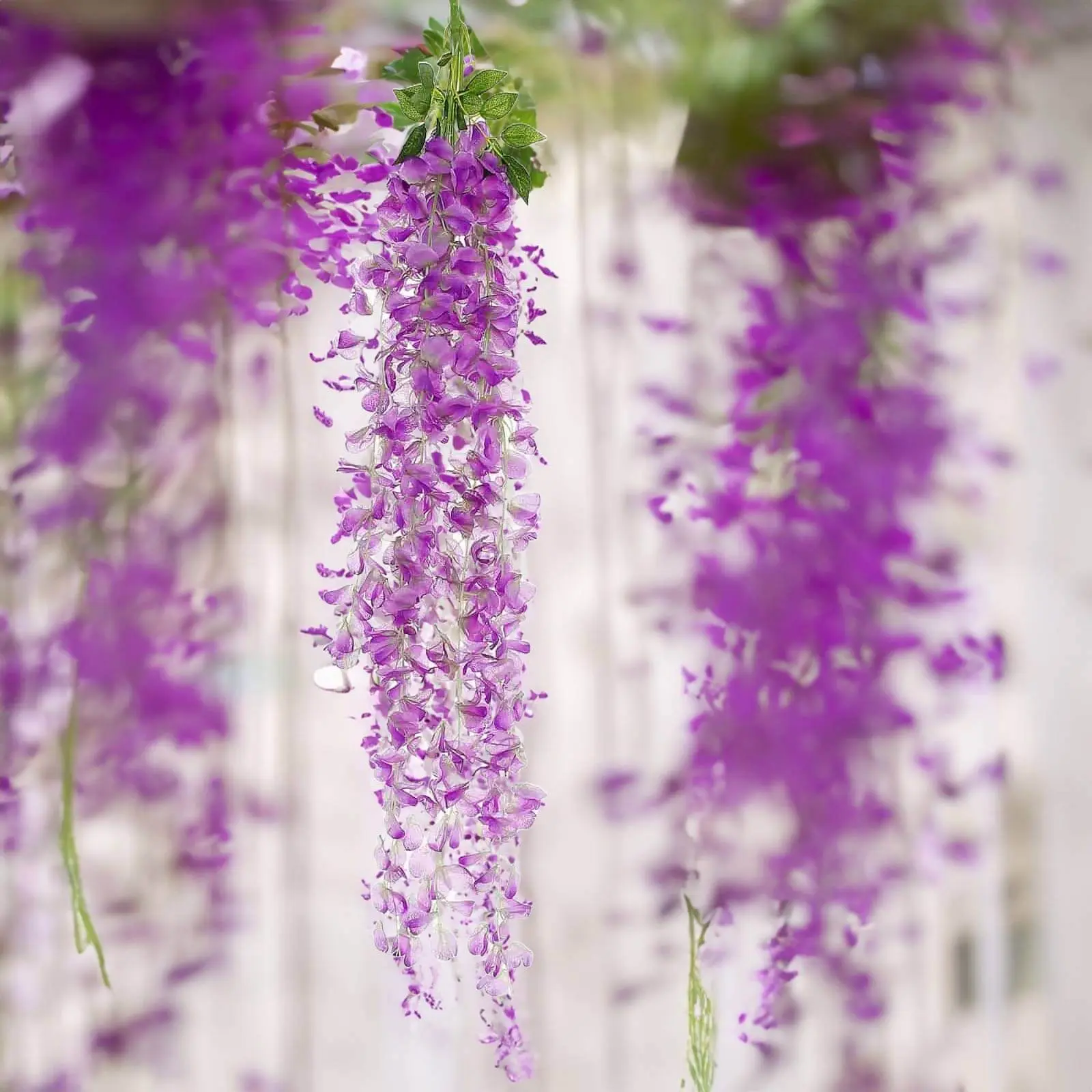 42" Silk Lifelike Artificial Lavender Wisteria Flower Garland Vines - Decorative 5-Full-Strand Bush, Backdrops for Weddings, Festive Parties, Artificial Lavender Plant Home Decoration