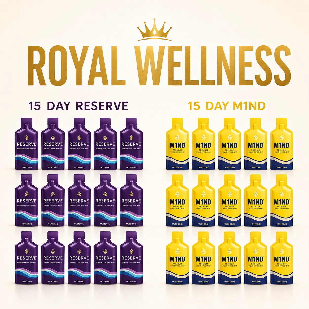 Coach Randall Relief Premium Royal Wellness Package 15 Reserve & 15 M1ND Lemon Meringue Collection (30 Pack), 30 Packs Edible Dietary Supplement Healthy Aging Supplements
