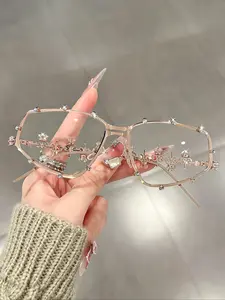 Fashionable Tinted Lens Cat Eye Frame Eyeglasses, Casual Trendy Eyeglasses for Women & Girls, Fashion Eyeglasses for Daily Wear