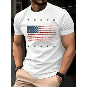 American Flag Shirts For Men's 4th Of July Funny USA Print Tees Patriotic Casual Short Sleeve