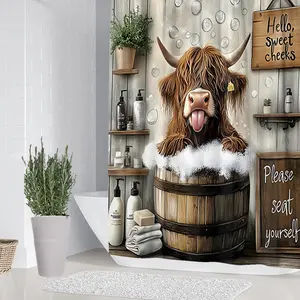 1/4 piece farmhouse design bathroom set, Shower Curtain Sets, including soft floor mats with good rebound, water absorption, anti slip, toilet seat cushions, shower curtains, home decor, and gift giving