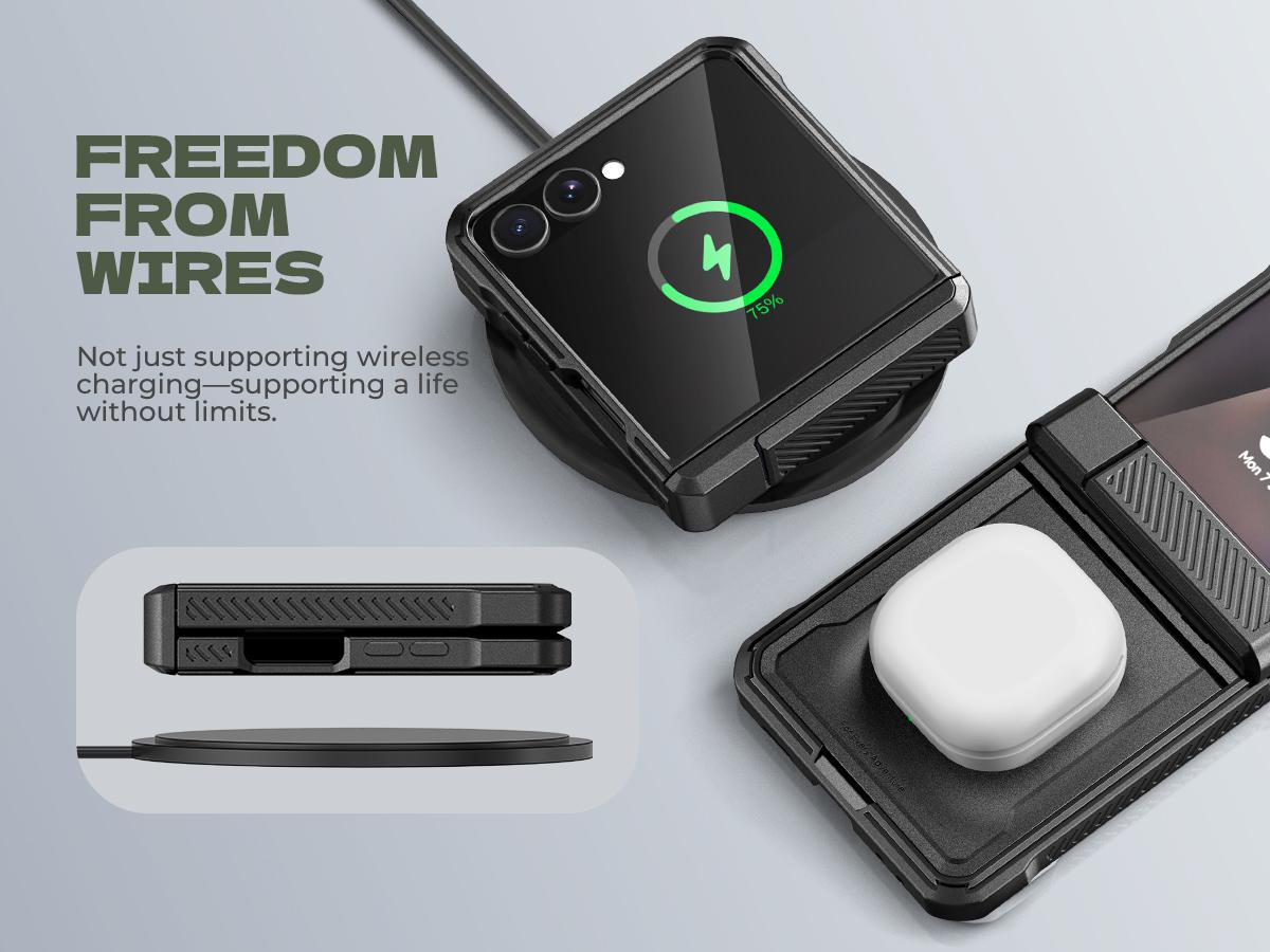 Dexnor for Samsung Galaxy Z Flip 7 Case with Dual Kickstands & Auto-Close Hinge Protection & Screen Protector, Full-Body Rugged Shockproof Protective Cover Bumper Cases for Galaxy Z Flip 7