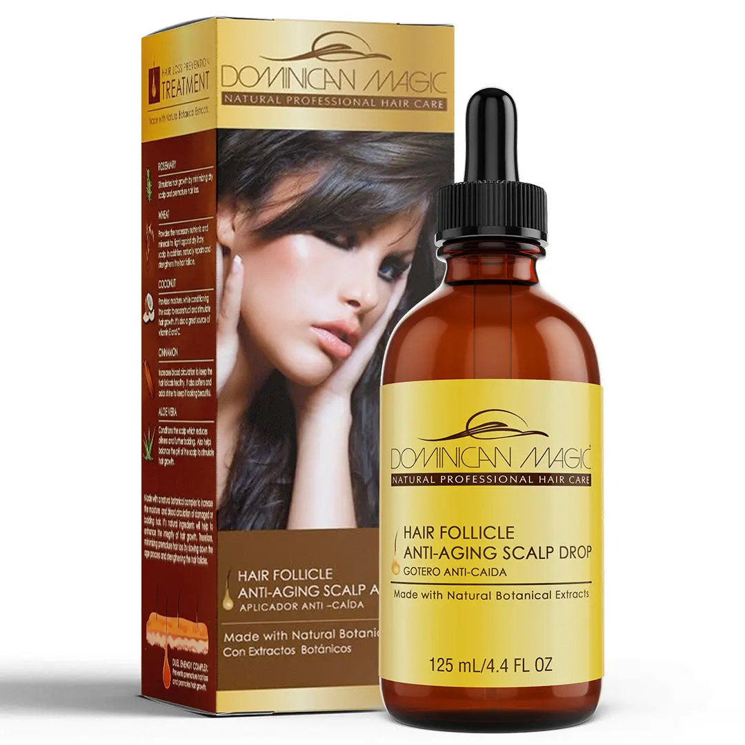 Dominican Magic Hair Follicle Anti-Aging Scalp Drop Hair Tonic with Rosemary and Cinnamon, Gotero Anti-Caida, Helps Stimulate Hair Growth