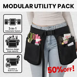 Multi-Pocket Utility Waist Bag Tool Belt for Men and Women, Detachable 3-in-1 Pouch System, Hands-Free Adjustable Apron for Dog Trainer Treats, Gardening Tools, Hairstylist, Waiter, Work Organizer Large Capacity